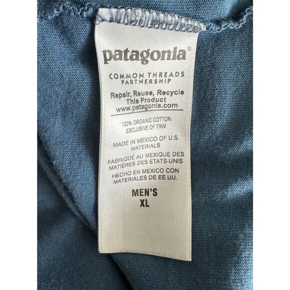 Patagonia Men's Organic Cotton Logo T-Shirt XL Blue - Picture 7 of 7
